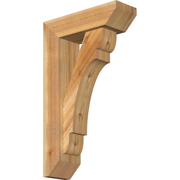 Ekena Millwork Olympic Slat Rough Sawn Bracket w/ Offset Brace, Western Red Cedar, 6"W x 18"D x 30"H BKT0604X18X30OLY06RWR - main